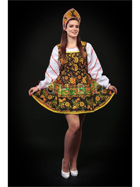 Костюм русский народный женский, короткий хохлома