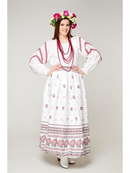 Костюм "Славянка" (народный, славянский, вышивка бордовый).